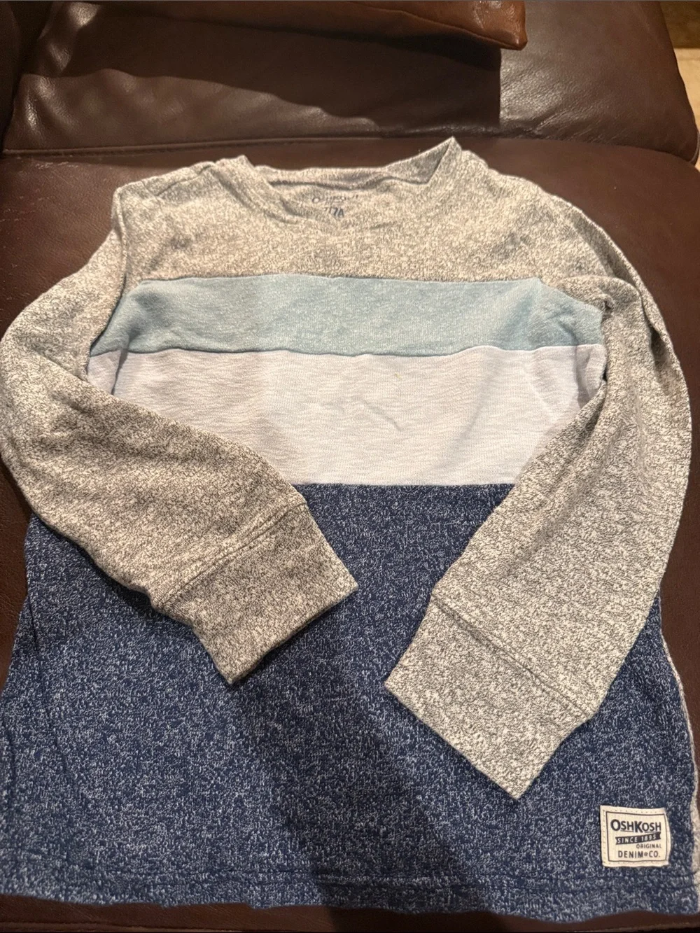OshKosh B'gosh Gray and Blue Colorblock Long Sleeve Sweater